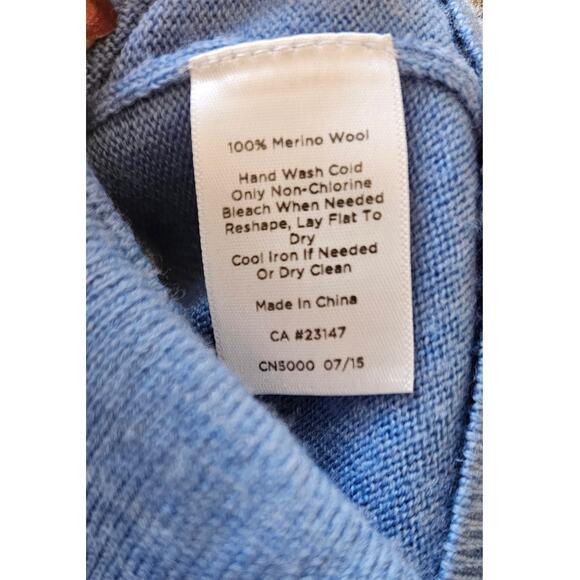 Talbots 100% Merino Wool Striped Pullover Sweater Women SZ L White Blue - Picture 4 of 4